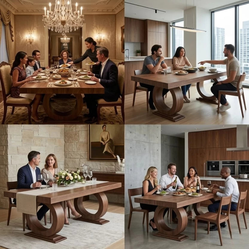 SMTE DT-4337 Engineered Wood Dining Table  (Finish Colour - WALNUT BROWN, Engineered Wood, Assembly Required)