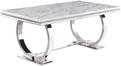 DC Nyla Marble Top Dining Table Silver Engineered Wood Dining Table