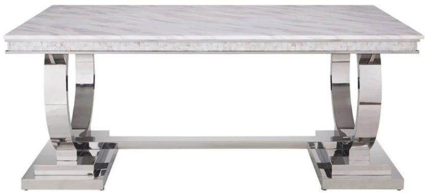 DC Nyla Marble Top Dining Table Silver Engineered Wood Dining Table