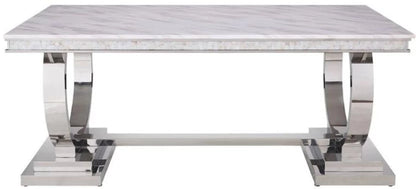 DC Nyla Marble Top Dining Table Silver Engineered Wood Dining Table