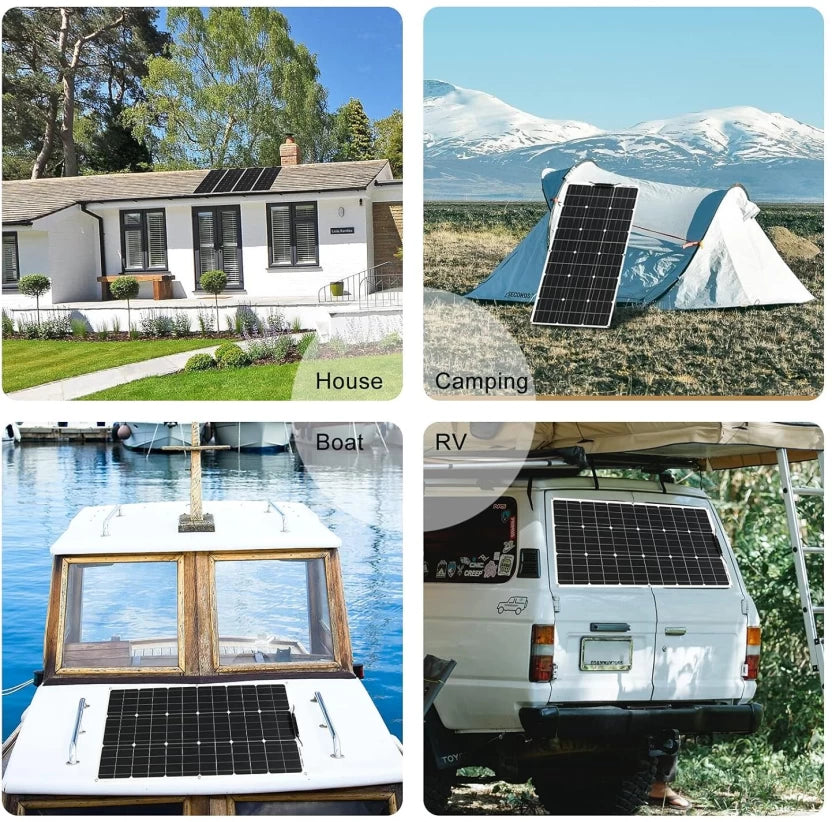 FocusOutdoor 250W Monocrystalline High Efficiency Flexible 2pcs Solar Panel