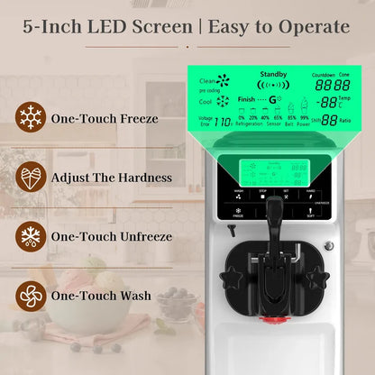 Soft Serve Ice Cream Machine, Ice Cream Machine for Commercial and Home Use