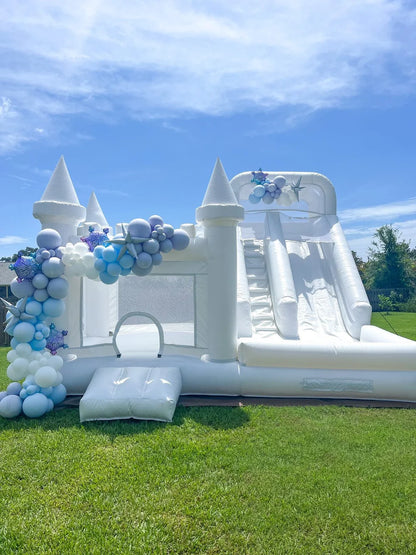 Pool and Slide Inflatable White Bounce House