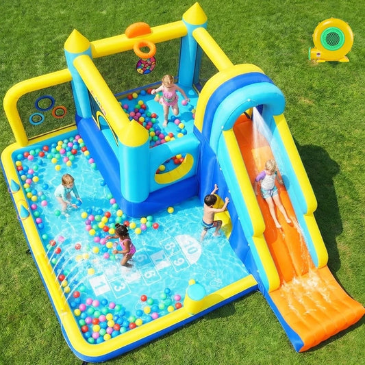Inflatable Water Slide Bounce House Splash Pool Backyard Climbing Tunnel Kids