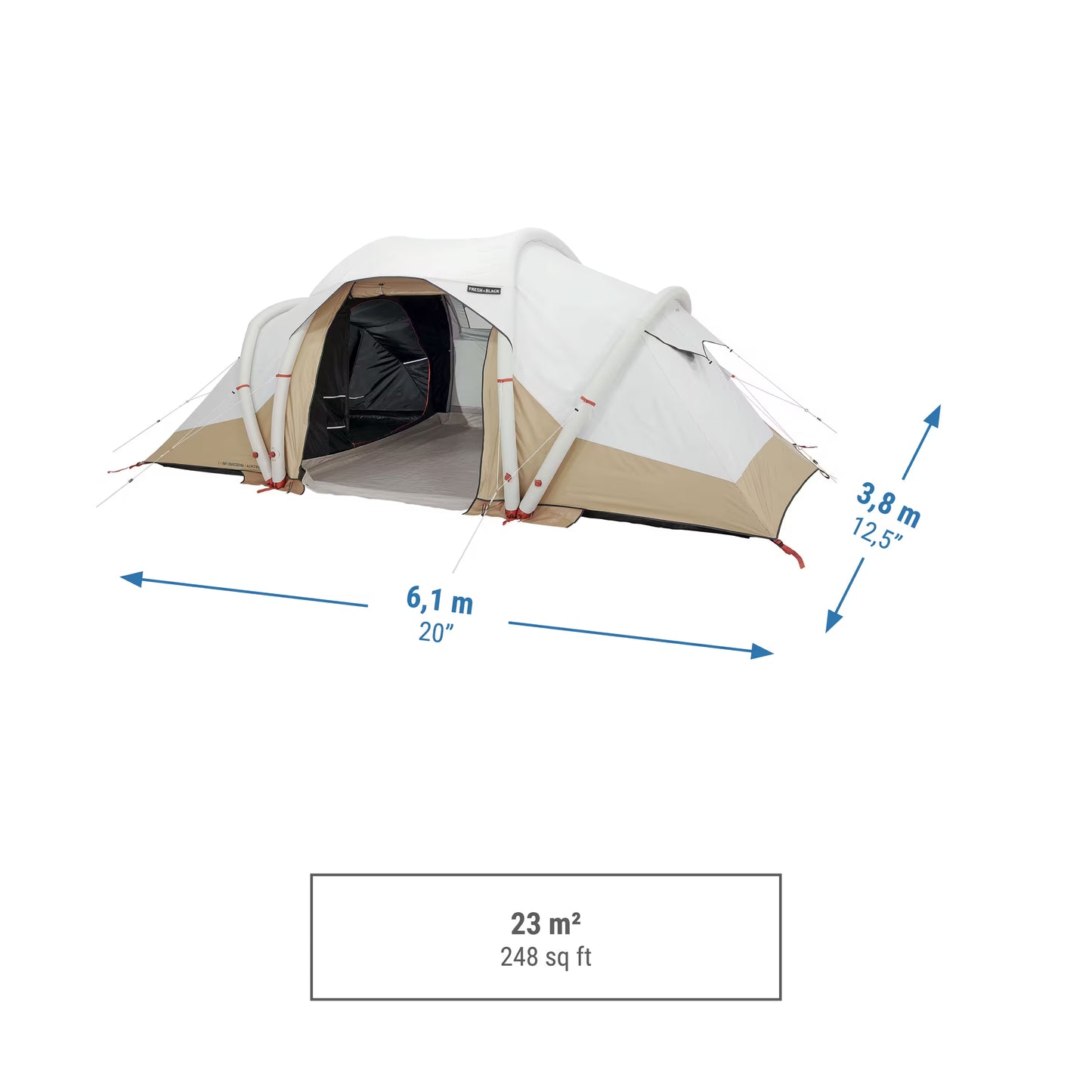 4-person, 2-bedroom inflatable camping tent, Air Seconds 4.2, Fresh & Black