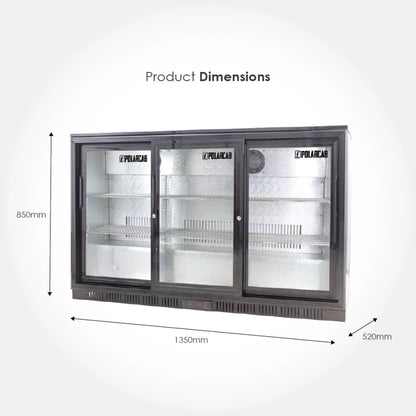 Polarcab 320 L Multi-Door Fridge  (Black, Back Bar Bottle Cooler – 3 Door, Sliding)