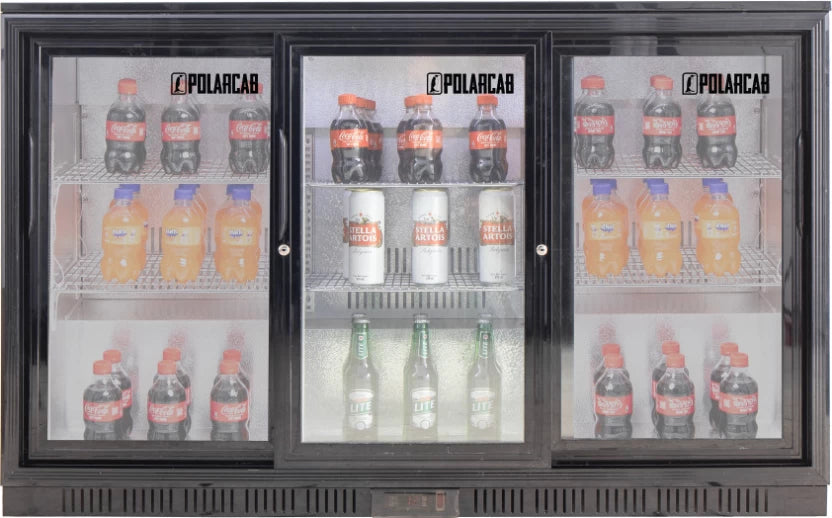 Polarcab 320 L Multi-Door Fridge  (Black, Back Bar Bottle Cooler – 3 Door, Sliding)