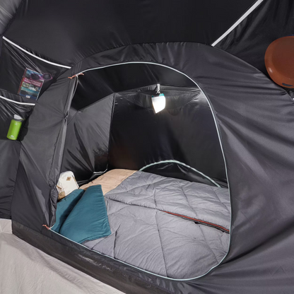 4-person, 2-bedroom camping tent, Arpenaz 4.2, Fresh & Black