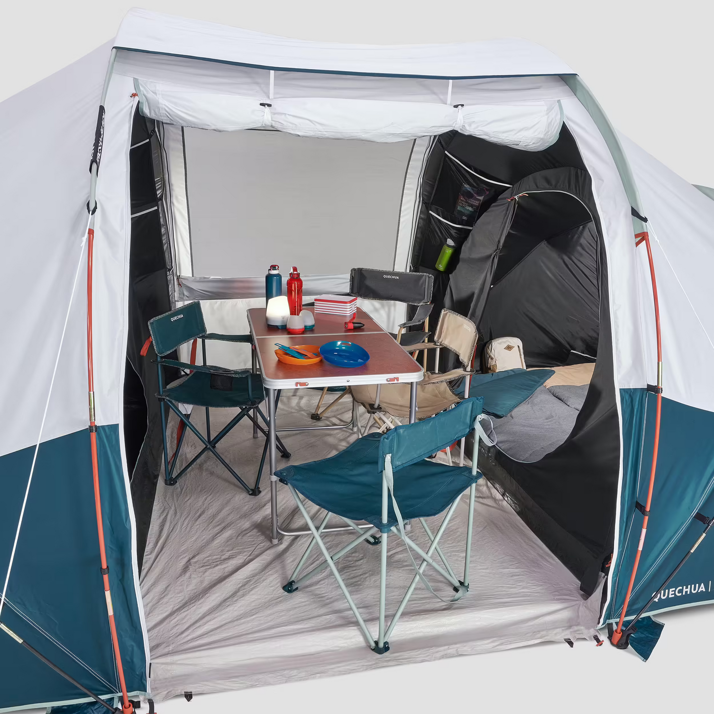4-person, 2-bedroom camping tent, Arpenaz 4.2, Fresh & Black