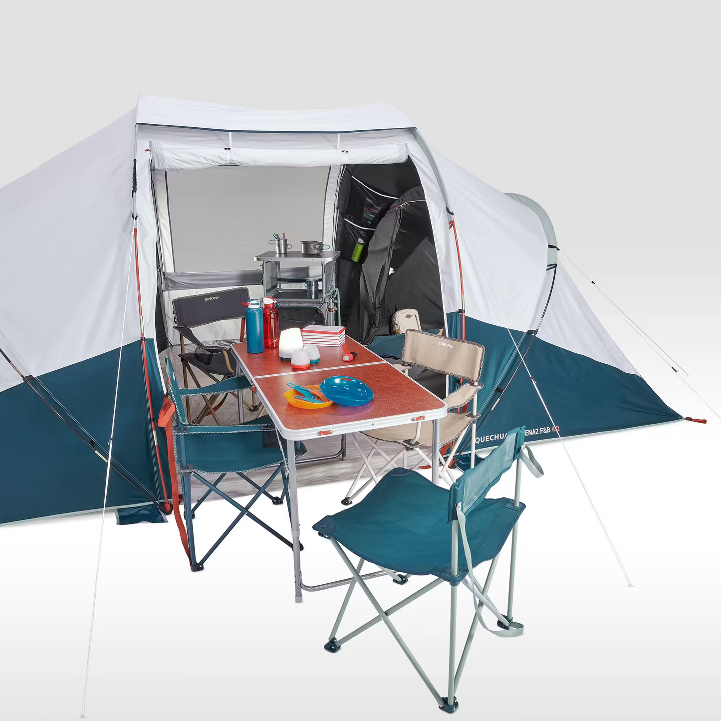 4-person, 2-bedroom camping tent, Arpenaz 4.2, Fresh & Black