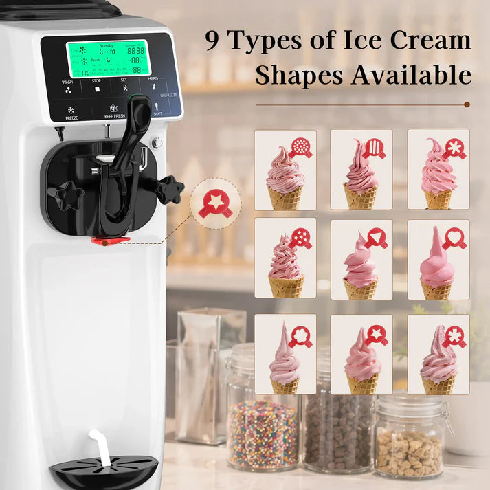 Soft Serve Ice Cream Machine, Ice Cream Machine for Commercial and Home Use