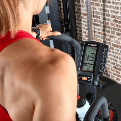 Force HIIT Air Bike Dual-Action Stationary Cardio Exercise Bike  (Black, Red)