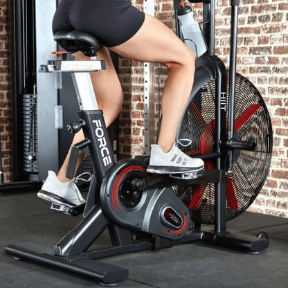 Force HIIT Air Bike Dual-Action Stationary Cardio Exercise Bike  (Black, Red)