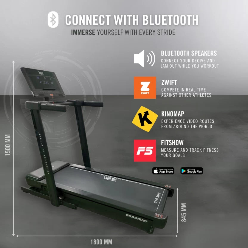 Everlast Gradient Incline & Decline with Blue Tooth and Fitness Apps Motorized Treadmill
