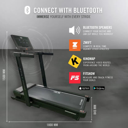 Everlast Gradient Incline & Decline with Blue Tooth and Fitness Apps Motorized Treadmill