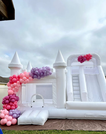 Pool and Slide Inflatable White Bounce House