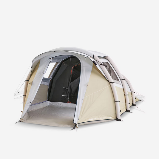 Inflatable 4-person camping tent, Air Seconds 4.1 Fresh & Black - Beige