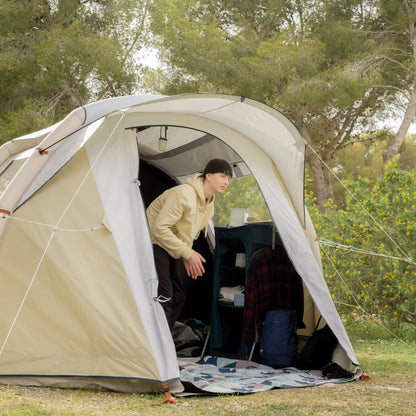 Inflatable 4-person camping tent, Air Seconds 4.1 Fresh & Black - Beige