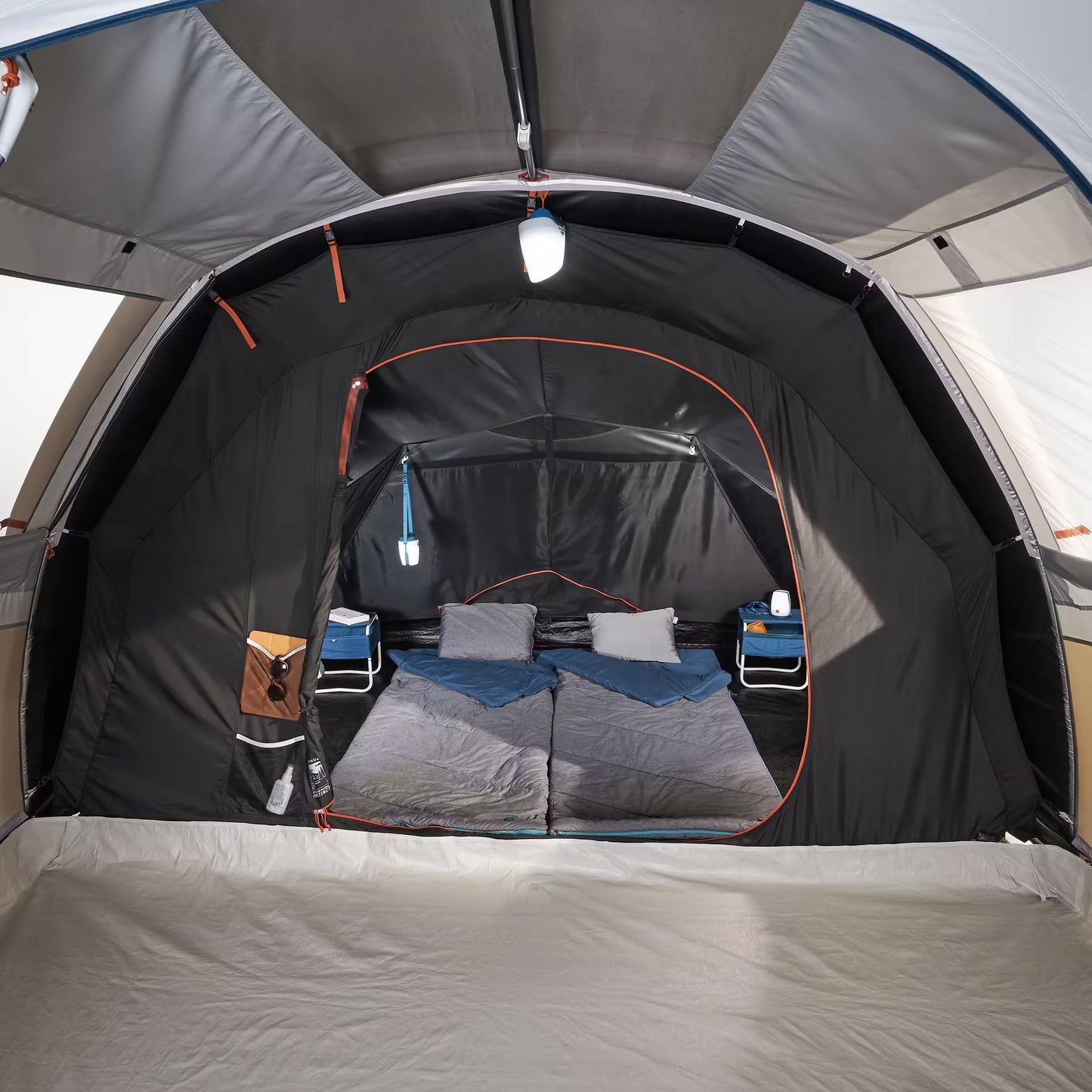 Inflatable 4-person camping tent, Air Seconds 4.1 Fresh & Black - Beige