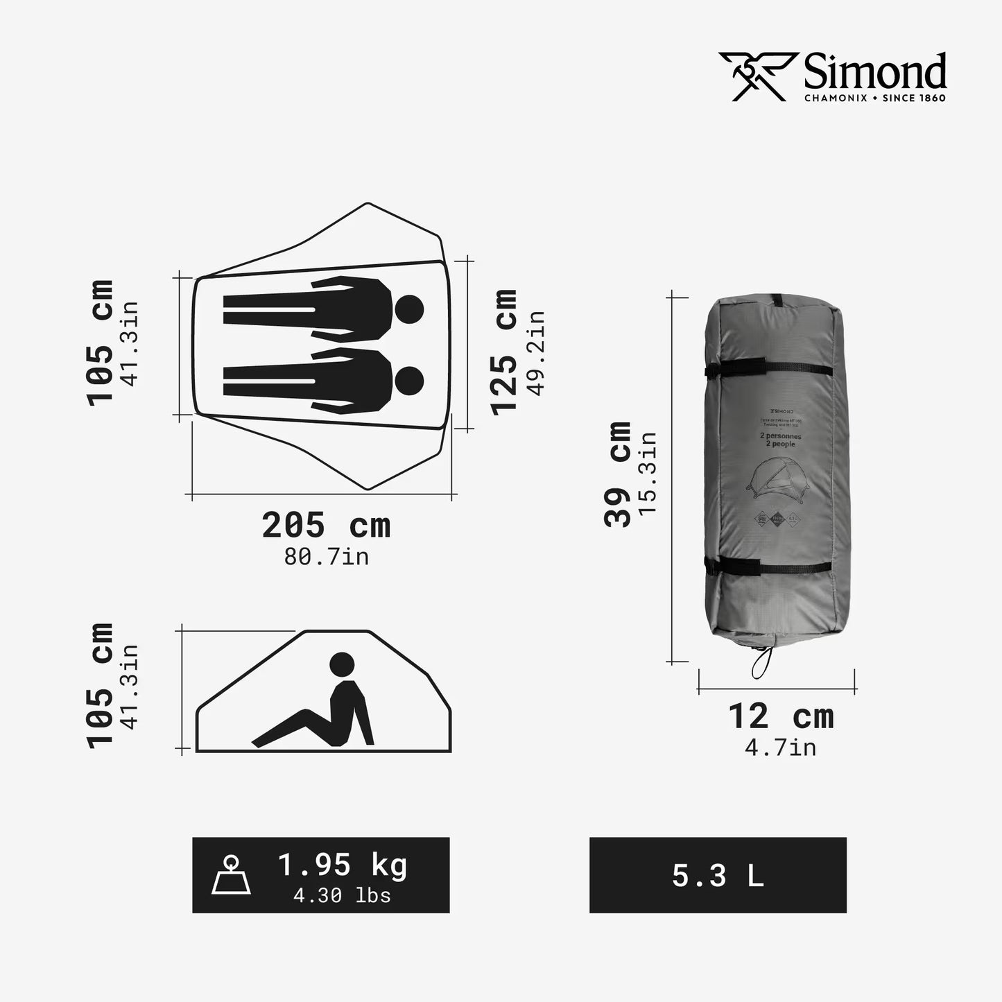 2-person dome trekking tent, lightweight and free-standing