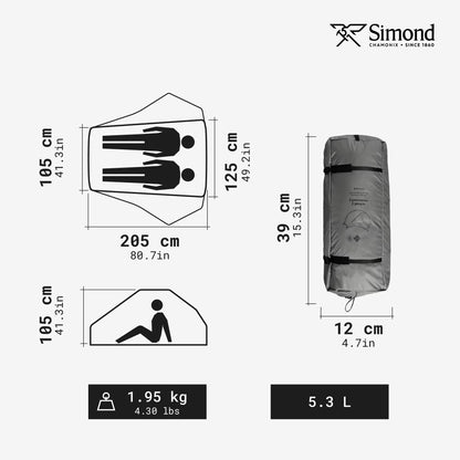 2-person dome trekking tent, lightweight and free-standing