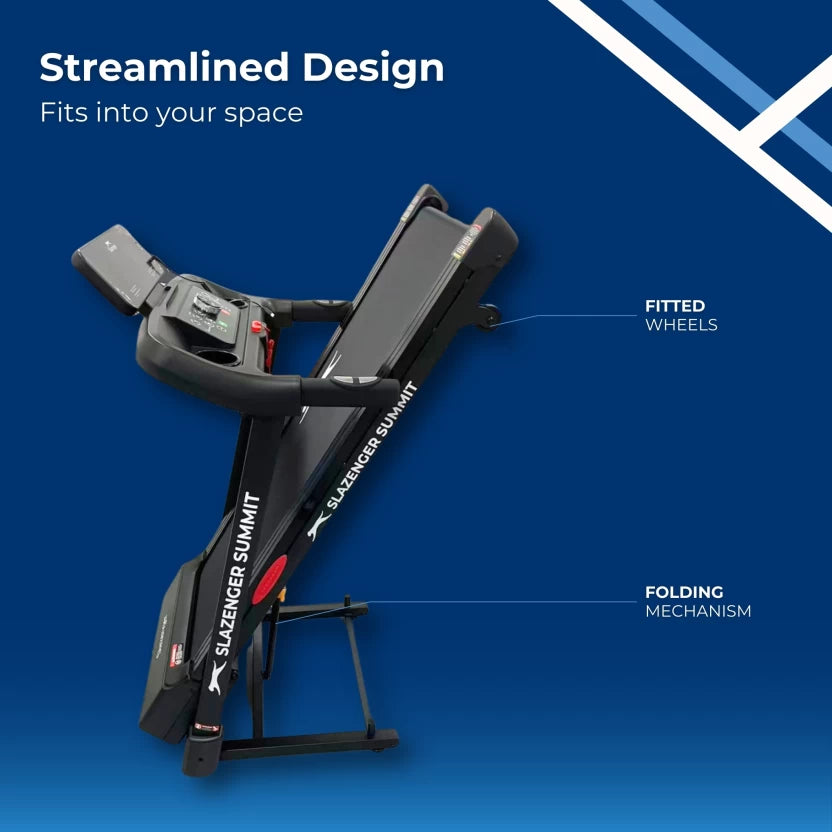 Slazenger Summit Auto Incline with USB Charger & Bluetooth Speakers Motorized Treadmill