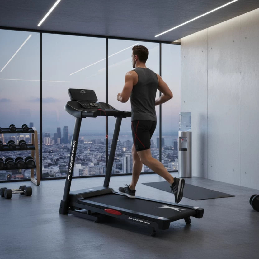 Slazenger Summit Auto Incline with USB Charger & Bluetooth Speakers Motorized Treadmill